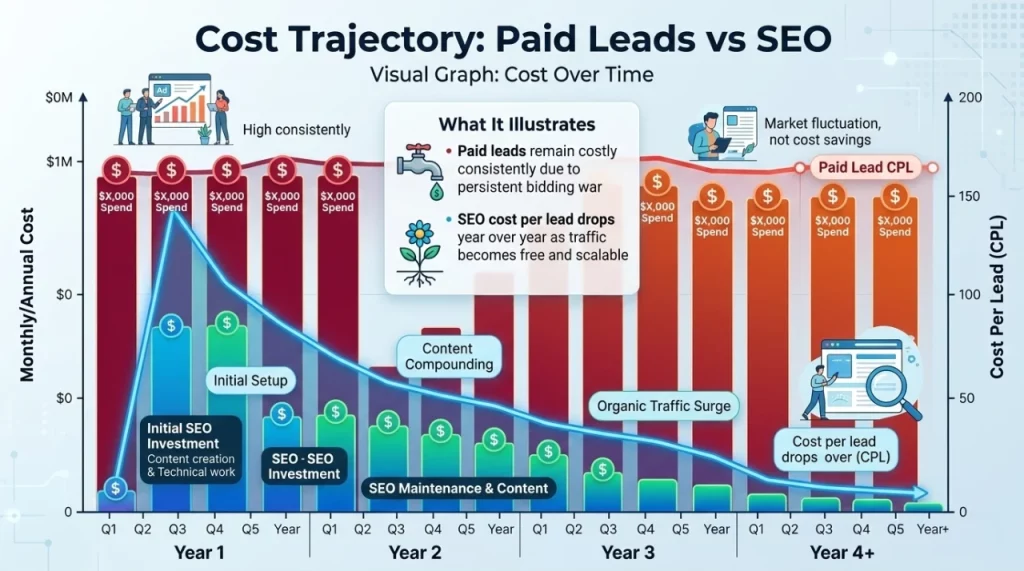 Cost Trajectory Paid Leads vs SEO