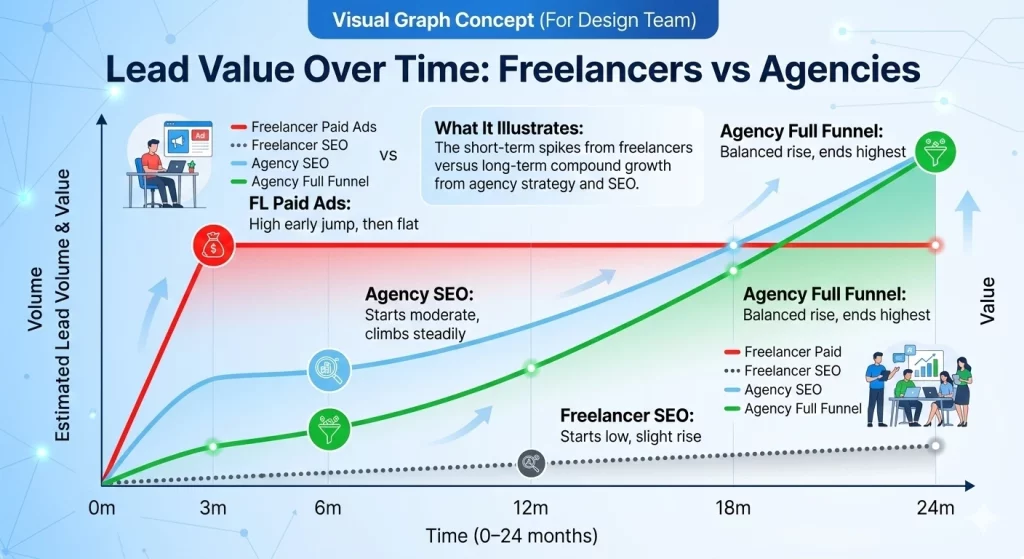 Lead Value Over Time Freelancer vs Marketing Agency