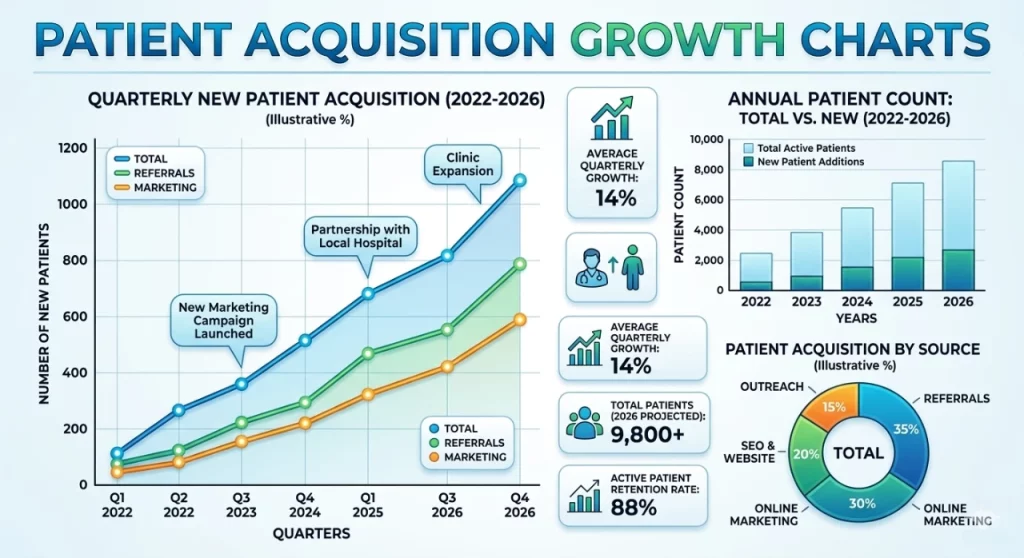 Best Medical Practice Marketing Agencies in Vancouver, WA 1 Growth charts showing patient acquisition