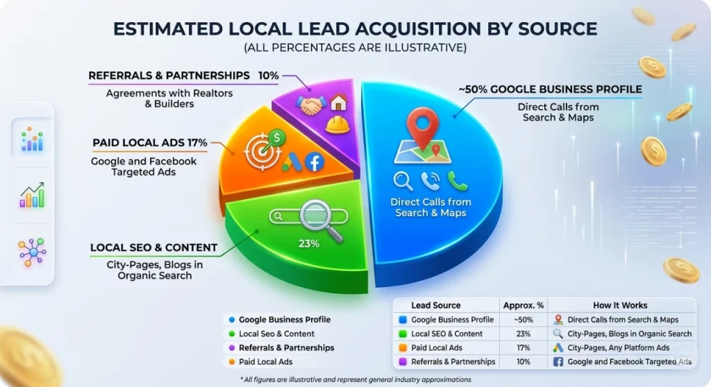 Home Service Marketing in Vancouver, WA: How Contractors Get More Calls 1 Pie chart showing percentage breakdown